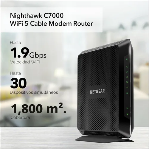 Vista 2 de NETGEAR Nighthawk - Combo de módem router C7000 compatible con proveedores de cable, incluyendo Xfinity de Comcast, Spectrum, Cox, planes de hasta