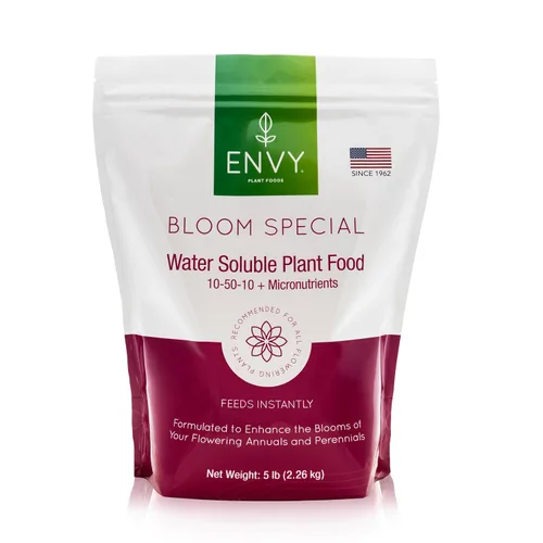 Vista 13 de ENVY Bloom Special Professional Grade (10-50-10) Alimento vegetal soluble en agua, promueve flores más grandes y hermosas (1.5 libras)