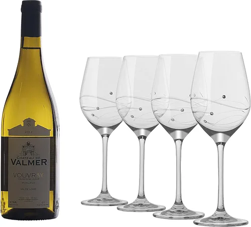 Vista 5 de Barski - Vaso hecho a mano - Juego de 4 copas de vino blanco con espacio vacío en el centro para adaptarse a tu propia botella de vino - Decorado