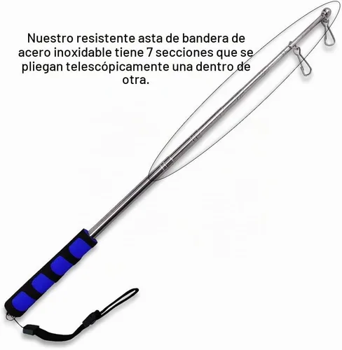 Vista 2 de Poste de mano retráctil extensible compacto (azul) - 11 pulgadas perfecto para mochilas, llevar a eventos, desfiles, excursiones, fiestas, etc