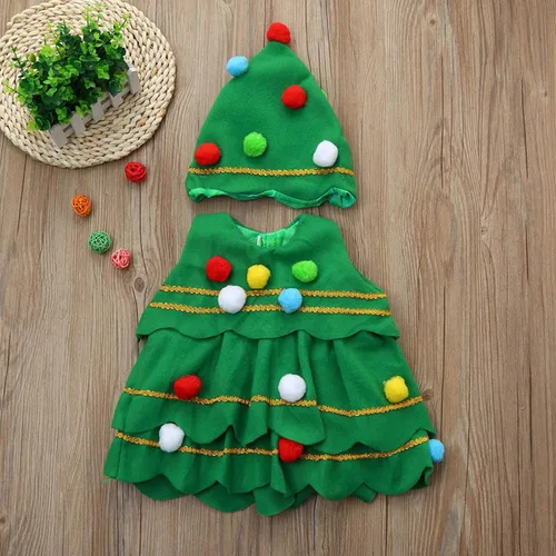 Vista 9 de Gamivast Lightning Deals of Today - Disfraces de Navidad para niños, disfraz de árbol, disfraz de árbol para niños y niñas, vestido B-verde, B-verde