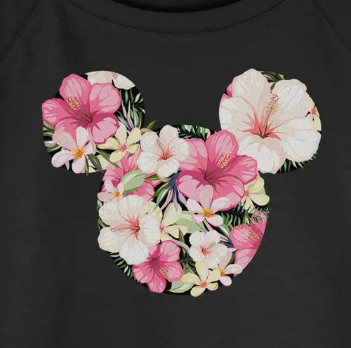 Vista 2 de Disney Sudadera clásica con diseño raglán de Mickey Tropical Mouse para mujer con cubrebocas