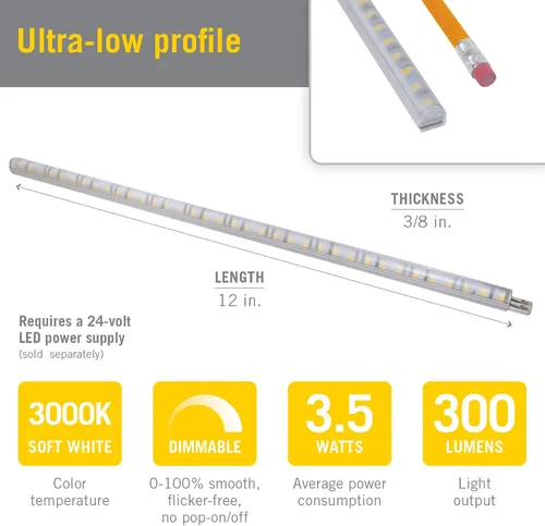 Vista 5 de Armacost Lighting RigidStrip 3000K 311120 Kit de difusor de luz LED enlazable de 12 V 12 pulgadas
