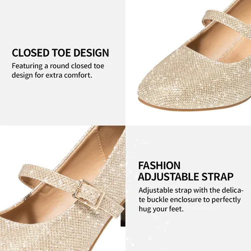 Vista 5 de Trary Mary Jane Shoes Women, Chunky Mary Janes Heels for Women Shoes Dressy Casual, Dress Shoes for Women Block Heels Closed Toe Mary Jane Pumps