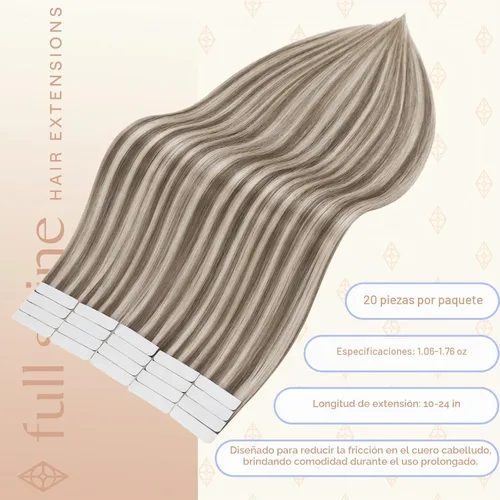 Vista 3 de Full Shine - Extensiones de cabello con cinta adhesiva de 18 pulgadas, extensiones de cabello Remy de 1.76 oz, extensiones de cabello lacio