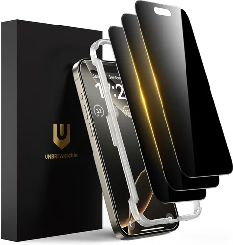 Vista 12 de UNBREAKcable Protector de pantalla de privacidad para iPhone 15-3 Pack