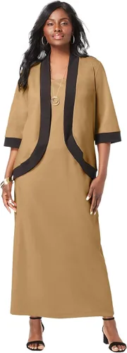 Vista 5 de Jessica London Conjunto largo de chaqueta Ponte para mujer talla grande vestido largo