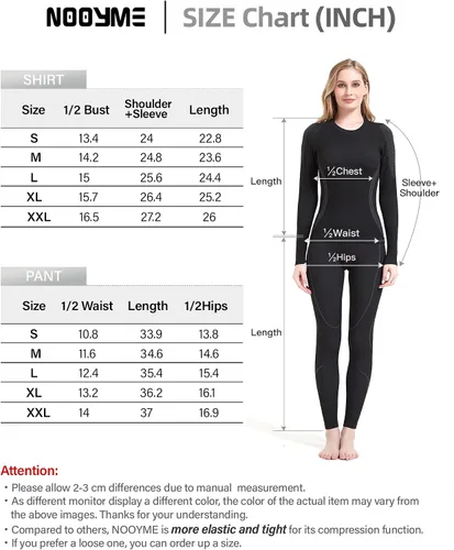Vista 5 de NOOYME Ropa interior térmica para mujer capa base para mujer clima frío pantalones largos para mujer