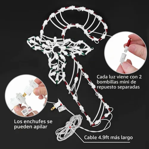 Vista 4 de Luces de silueta de ventana de Navidad de 16 pulgadas, paquete de 3 luces colgantes de ventana de Navidad para decoración de ventanas interiores