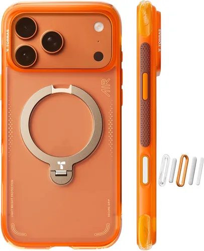 Vista 38 de TORRAS Ostand Q3 Air - Funda para iPhone 17 Pro con soporte magnético de 360°, compatible con MagSafe, probada contra caídas de grado mil, botón