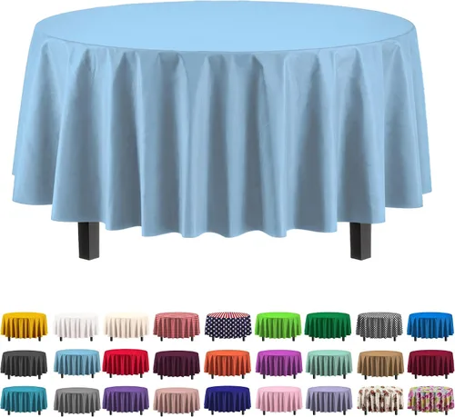 Vista 35 de Party Solids Paquete de 6 manteles de plástico prémium de 54 pulgadas x 108 pulgadas. Cubierta de mesa rectangular de plástico - Aqua