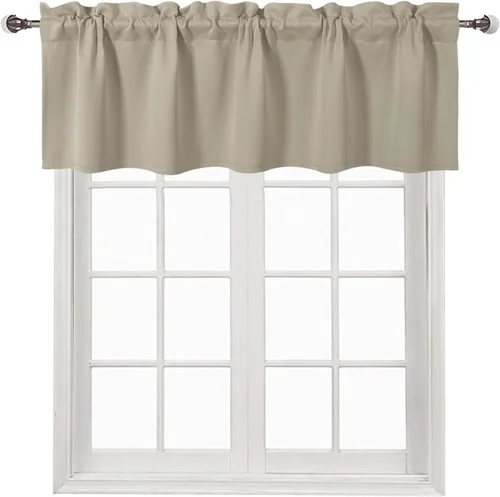 Vista 60 de DWCN Cenefa para ventana de cocina, con bolsillo para barra, para ventana, sala de estar/sótano, 36 x 16 pulgadas de largo, 1 panel, beige