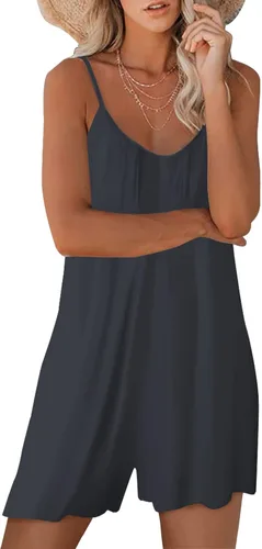 Vista 2 de Womens Summer Casual Sleeveless Romper Loose Adjustable Spaghetti Strap Shorts Jumpsuits with Pockets 2025 Clothes