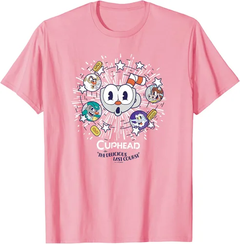 Vista 14 de Cuphead: Camiseta The Delicious Last Course Cuphead Character Group, Azul Azul Pastel