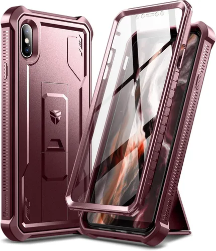 Vista 9 de Dexnor Funda para iPhone Xs Max, [Protector de pantalla y soporte integrados] Protección de grado militar resistente a prueba de golpes para iPhone