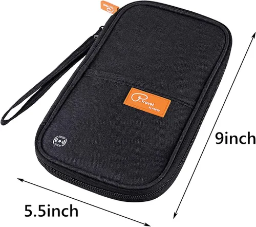 Vista 43 de VanFn Cartera RFID para pasaporte de viaje, soporte para pasaporte familiar, organizador de documentos de viaje serie P.Travel (nailon, gris)