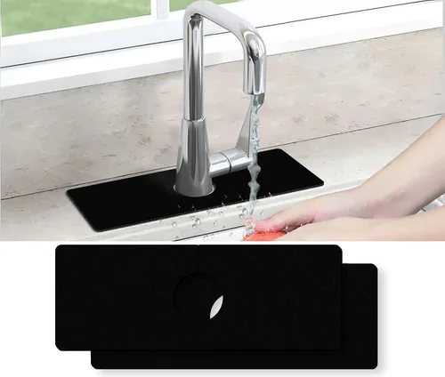 Vista 11 de Tapete protector contra salpicaduras para fregadero de cocina, 1 alfombrilla súper absorbente de secado rápido, dispositivo para fregadero