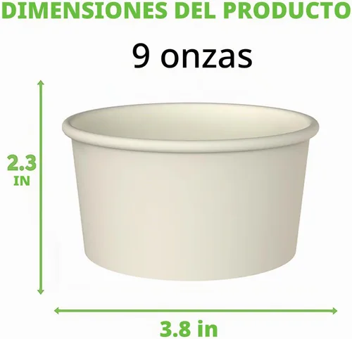 Vista 2 de 200 Pcs 9 Ounce Paper Ice Cream Cups Disposable Dessert Bowls White