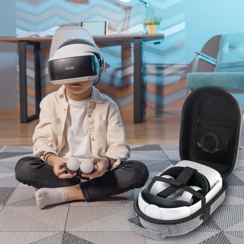 Vista 5 de BOVKE VR Oculus Quest 2 - Funda rígida de transporte para Meta Quest 2 con auriculares de realidad virtual y controladores táctiles bolsillo