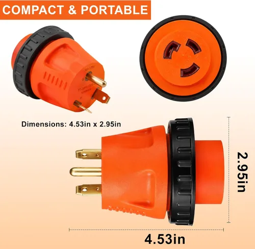Vista 5 de PLIS Adaptador de corriente RV de 30 A a 30 A, conector de bloqueo giratorio TT-30P, enchufe macho L5-30R, receptáculo hembra para generador