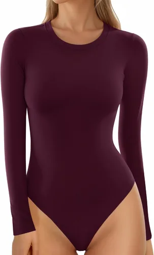 Vista 27 de MANGOPOP - Body de cuello redondo para mujer, manga corta y manga larga, camisetas ajustadas y básicas A1 Manga Corta Negro