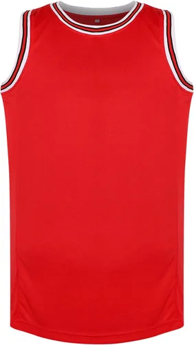 Vista 2 de Camiseta de baloncesto en blanco para hombre, de malla deportiva, para práctica deportiva, camiseta de hip hop de los años 90