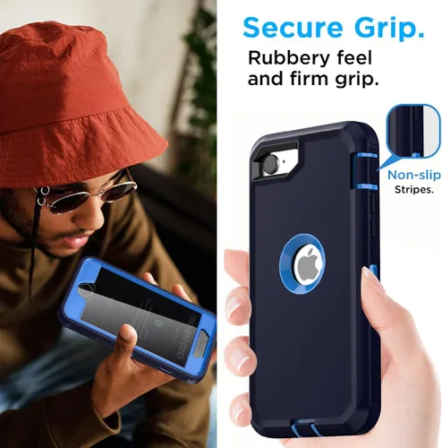 Vista 6 de AICase Funda para iPhone SE Case de 3ª y 2ª Generación, para iPhone SE 2022/2020 Protector de Pantalla Integrado Resistente Protección Antigolpes