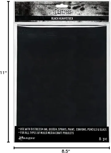 Vista 4 de Tim Holtz Distress Negro Heavystock 8.5 x 11, paquete de 5 TDA79293