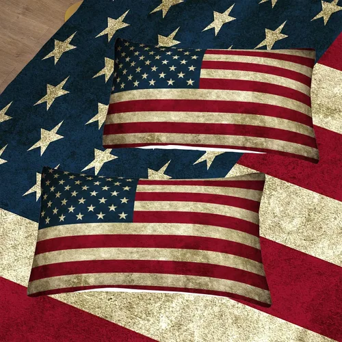 Vista 4 de TAILOR SHOP - Juego de edredón con bandera americana para niños y adolescentes, juego de ropa de cama con patrón de bandera americana, tamaño queen
