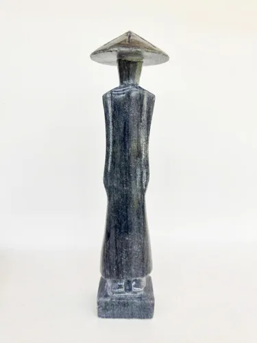 Vista 5 de Estatua de mármol negro para mujer vietnamita, estatua de mujer para sala de estar, oficina, escultura para decoración del hogar, 11.8 pulgadas