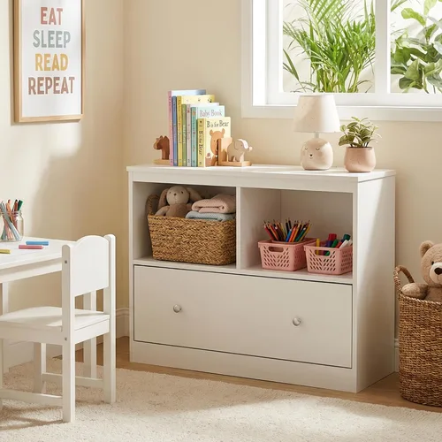 Vista 2 de Ikebana Organizadores y almacenamiento de juguetes para niños, estantería para niños pequeños con cajón, estantería para niños para salas
