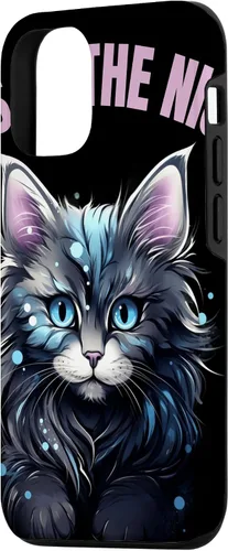 Vista 2 de iPhone 14 Pastel Goth Maine Coon Cat Cats of the Night Pastels en estuche