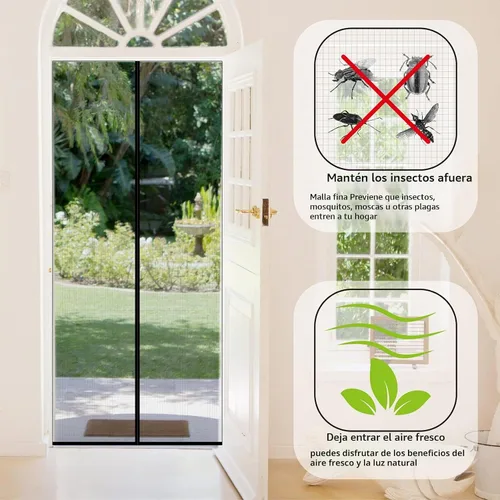 Vista 2 de CHIYUNS Puerta de Pantalla de Malla con Cierre Magnético 30 x 80 pulgadas, Mosquitera de Fibra de Vidrio Autocerradura con Imán para Puertas