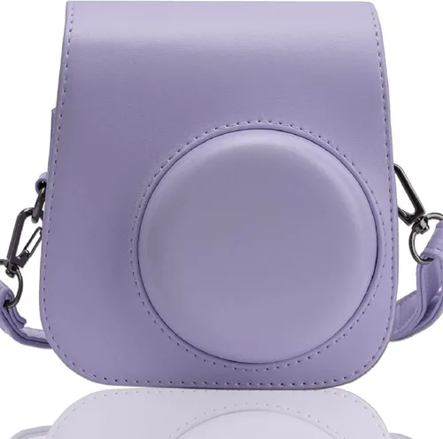 Vista 13 de Funda de piel sintética compatible con cámara instantánea Fujifilm Instax Mini 11 12 con correa ajustable y bolsillo (negro)
