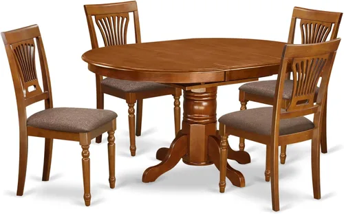 Vista 8 de East West Furniture AVPL5-BCH-W - Juego de mesa de cocina de 5 piezas para 4 personas, incluye una mesa de comedor ovalada con hoja de mariposa y 4