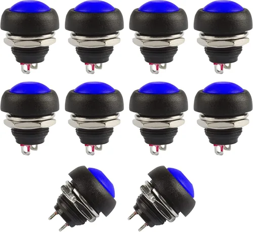 Vista 11 de Ampper Mini interruptores momentáneos de botón, 2 pines de encendido y apagado 1A, 250 V, CA, 0.276 in, redondo, SPST, interruptor de botón Negro
