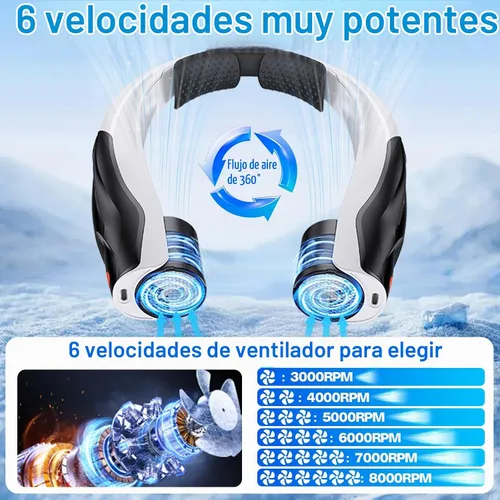 Vista 3 de Max 21 mph Ventilador de cuello de flujo de aire de enfriamiento muy Negro
