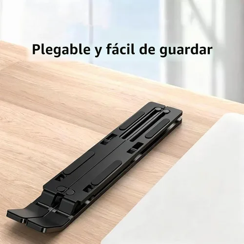 Vista 3 de Soporte ajustable para laptop, elevador portátil plegable de aluminio para portátiles de 10 a 15.6 pulgadas, diseño ergonómico con bolsa de Negro
