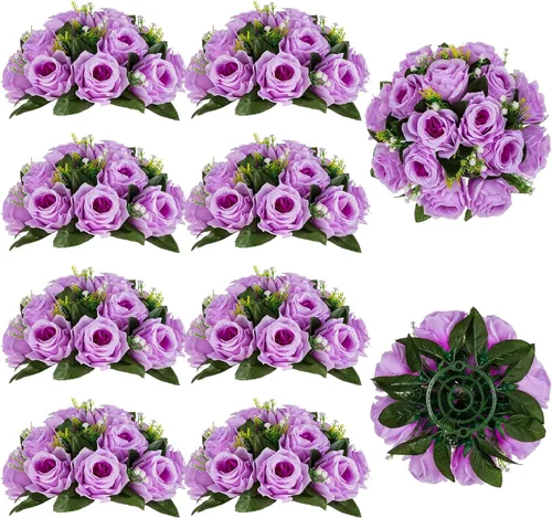 Vista 7 de BLOSMON Bolas de Flores para Bodas, Centros de Mesa de Rosas, 2 Piezas, Flores Artificiales Negras, Bolas Florales Colgantes, Decoración de Arreglos