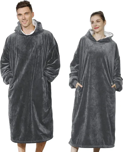 Vista 12 de AmyHomie Manta con capucha para adultos y adolescentes, manta con capucha Sherpa de gran tamaño, cálida y acogedora como regalo de cumpleaños
