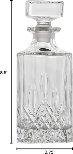 Vista 5 de Amlong Crystal Decantador de licor de cristal sin plomo con tapón, rectangular
