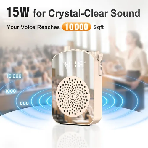 Vista 4 de Amplificador de voz inalámbrico para profesores, mini amplificador de voz portátil with Lapel Microphone Charging &Storage, Bluetooth Speaker Mic