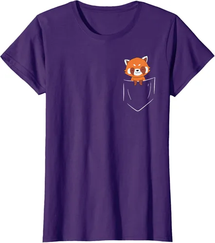 Vista 12 de Funny Red Panda In Pocket - Camiseta con bolsillo, Negro, S