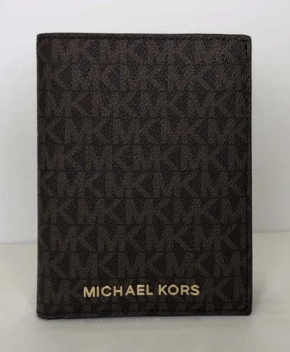 Vista 3 de Michael Kors Jet Set Travel Passport Wallet Case Signature MK Brown