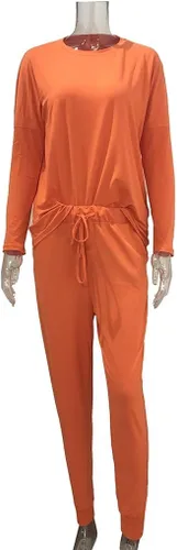 Vista 2 de Traje de color para mujer, 2 piezas, manga larga, para ocio, bolsillo, pantalones deportivos, conjuntos de pantalones deportivos para fiesta
