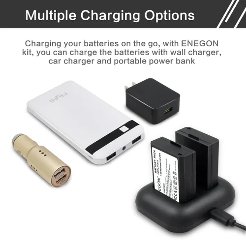 Vista 6 de ENEGON LP-E10 - Batería de repuesto (2 unidades de 1680 mAH) y cargador dual rápido para Canon LP E10 Canon EOS Rebel T3 T5 T6 T7 T100, Kiss X50 X70