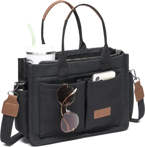 Vista 11 de Bolso de lona para mujer, bolsos cruzados para mujer, bolsos de trabajo para computadora portátil, bolso grande de mano para enfermera o profesora