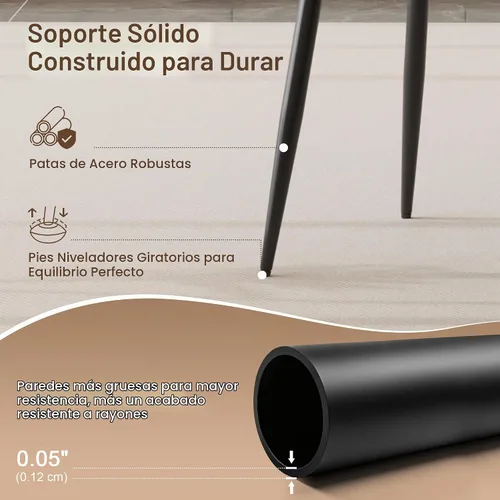 Vista 5 de VECELO Juego de mesa de comedor de 3 piezas, mesa de cocina redonda con 2 sillas tapizadas de terciopelo, diseño de ahorro de espacio para Marrón