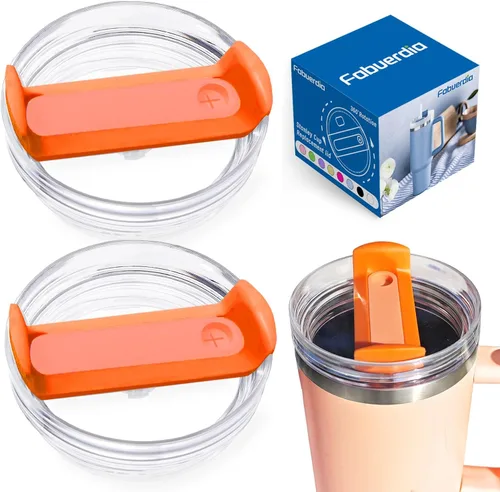 Vista 26 de Tapa de repuesto para vaso de 40 onzas compatible con Stanley Quencher, paquete de 2 fundas transparentes a prueba de derrames para accesorios