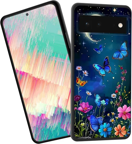 Vista 54 de Funda delgada para Google Pixel 4 XL, funda delgada de silicona de TPU suave a prueba de golpes para Google Pixel 4 XL, gato negro luna estrellada